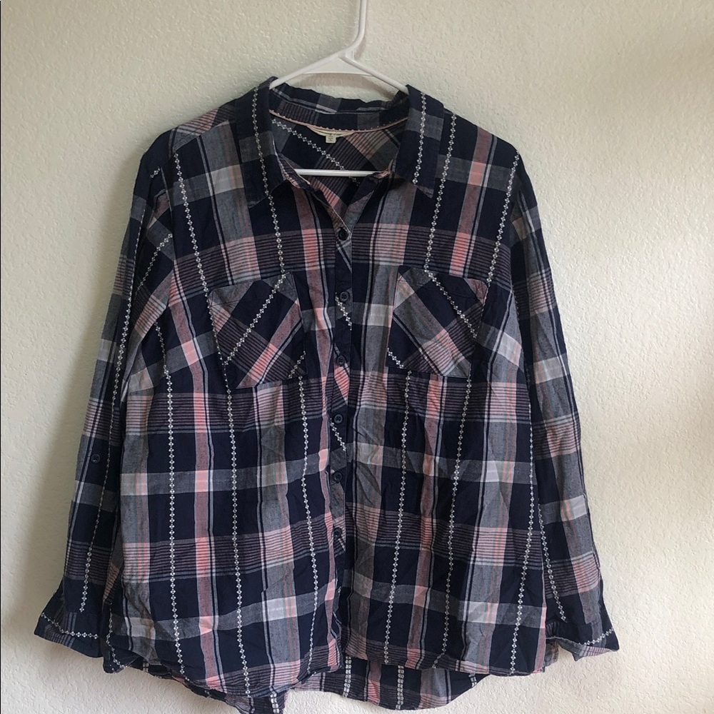 Plaid Button-Up Shirt Krazy Kat Western 2x